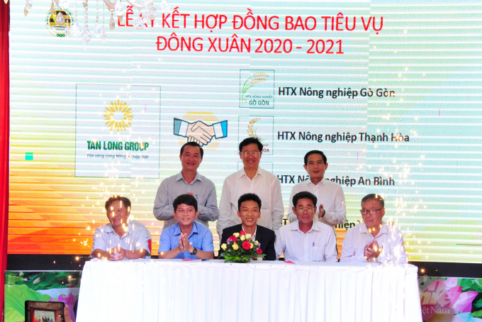dsc_7391-153037_544.jpg Các doanh nghiệp ký kết tiêu thụ lúa gạo do các tổ chức nông dân tham gia dự án VnSAT sản xuất, với giá cao hơn thị trường, tạo chuỗi giá trị bền vững ở vụ lúa đông xuân 2020 - 2021. Ảnh: Lê Hoàng Vũ.