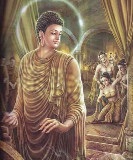 Đức Phật trở về thành Ca-tỳ-la-vệ thăm vua cha và hoàng thân, quyến thuộc.