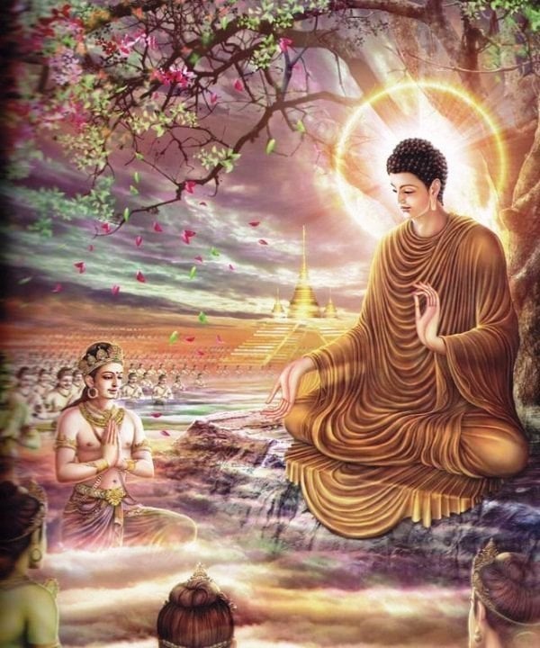 Đức Phật thuyết giảng Vi Diệu pháp độ cho mẫu thân là hoàng hậu Ma Da