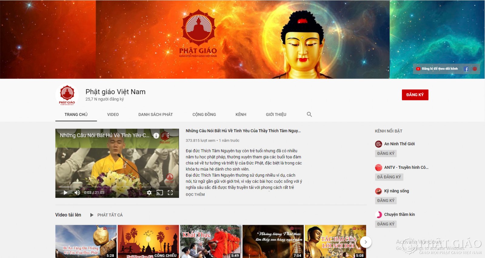 Kênh Youtube Phật giáo Việt Nam đem đến cho bạn những video giáo dục và tâm linh vô cùng bổ ích, cùng những bức ảnh đẹp về Phật, những câu chuyện cổ tích và những kinh điển giúp bạn vượt qua những khó khăn trong cuộc sống.