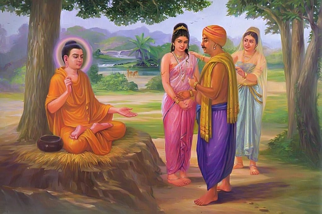Một ngày nọ trên đường về Tinh xá, Ngài gặp một vị Bà la môn. Vị này nhìn thấy Đức Phật tướng mạo anh tuấn khác người cảm thấy rất đắc ý bèn nảy ý định gả con gái cho Đức Phật.
