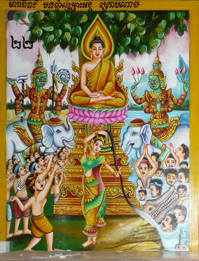 Sắc màu tranh Phật chùa Khmer  Báo Dân tộc và Phát triển
