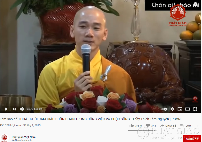 Một trong những bài pháp thoại của Thầy Thích Tâm Nguyên được đăng tải trên kênh Youtube Phật giáo Việt Nam.