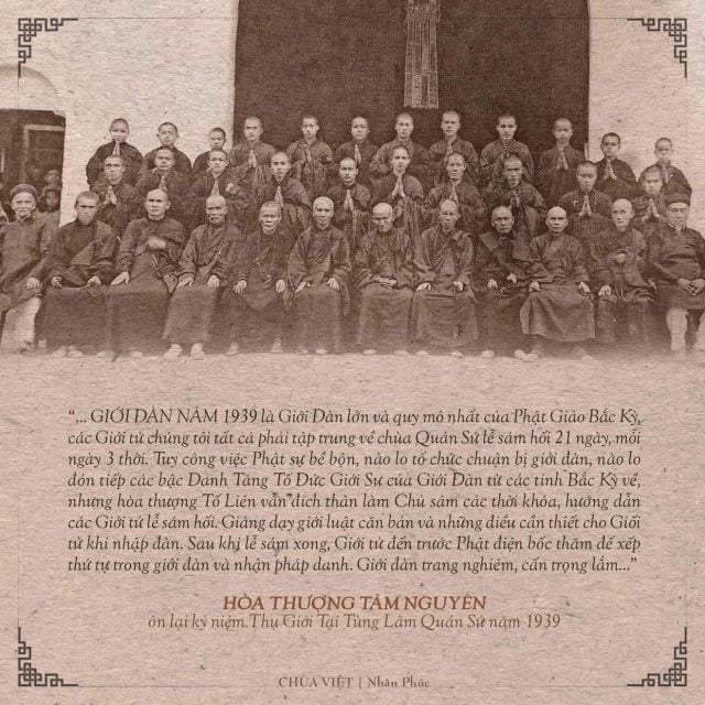 Đại giới đàn năm 1939 được tiến hành tại chùa Quán Sứ.