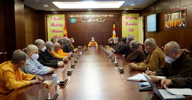 Quang cảnh buổi họp của Ban Thường trực Ban Trị sự Phật giáo TP.HCM