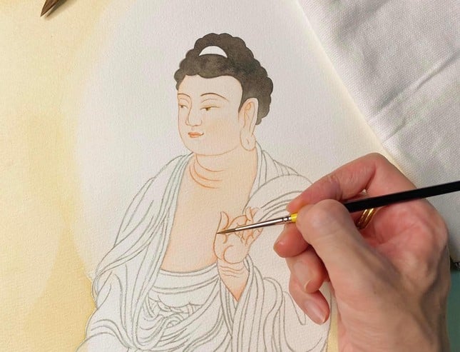 Những bức tranh Phật với nét vẽ hồn nhiên và màu sắc tươi sáng