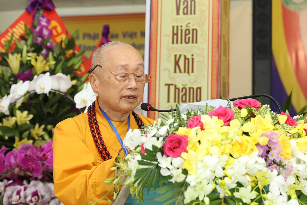 HT. Thích Tánh Nhiếp – UVTT HĐTS, Trưởng ban Trị sự GHPGVN tỉnh Quảng Bình phát biểu khai mạc