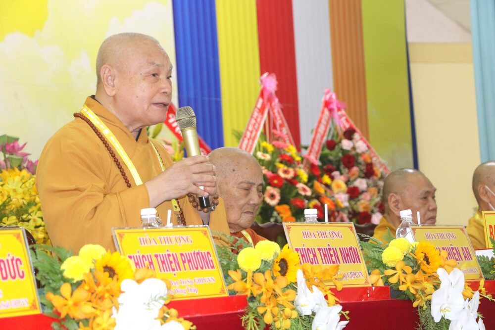 HT. Thích Thiện Nhơn – Chủ tịch HĐTS GHPGVN ban lời đạo từ tại Đại hội