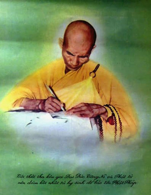 Hòa thượng Thích Quảng Đức viết bức thư tâm quyết xin tự thiêu thân để bảo tồn đạo Pháp