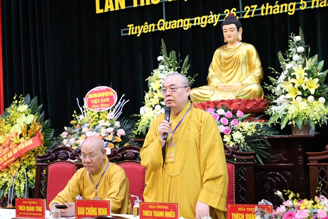 HT.Thích Thanh Nhiễu – Phó Chủ tịch Thường trực Hội đồng Trị sự GHPGVN ban lời đạo từ.