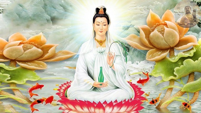 Bồ Tát Quán Âm có công đức vô lượng, chỉ cần nghe đến danh hiệu ngài, thấy được thân tướng của ngài, lòng nghĩ tưởng đến ngài, thì đời này, đời sau được an yên phúc lạc.