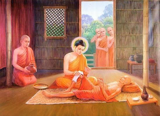 Đức Phật nói là nhân duyên bệnh của vị Thầy này là do nghiệp kiếp trước.