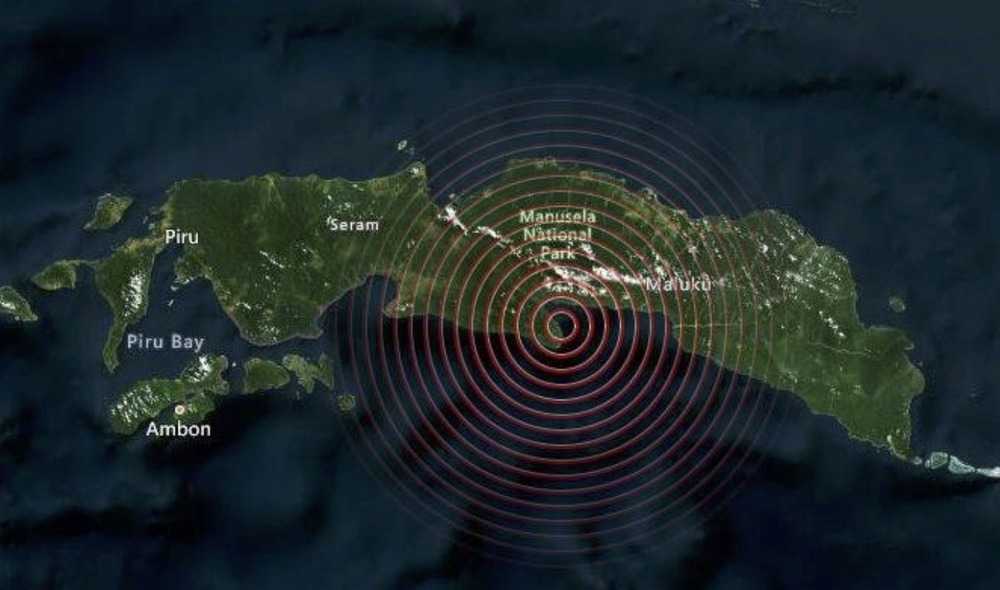 Động đất mạnh 6,1 độ xảy ra ngoài khơi đảo Seram năm 2021 của Indonesia. Ảnh: Earthstar Geographics.