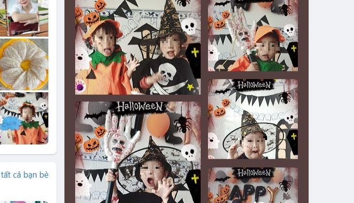 Hình ảnh học sinh mầm non “vui” với lễ hội Halloween được một cô giáo của một trường mầm non ở Gia Lai đăng lên “quảng bá” trên mạng xã hội Facebook