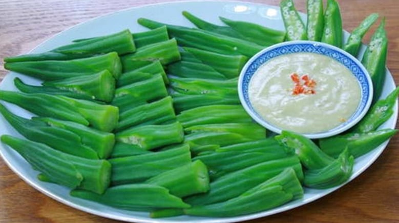 Đậu bắp luộc chấm chao