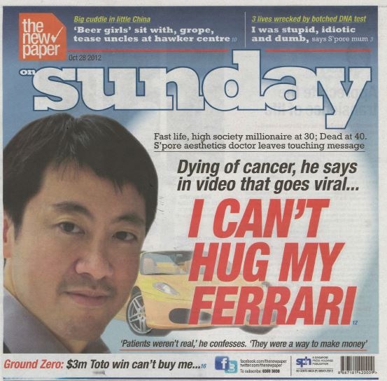 Richard Teo xuất hiện trên bìa báo địa phương: 'Tôi không thể ôm lấy chiếc Ferrari của mình'