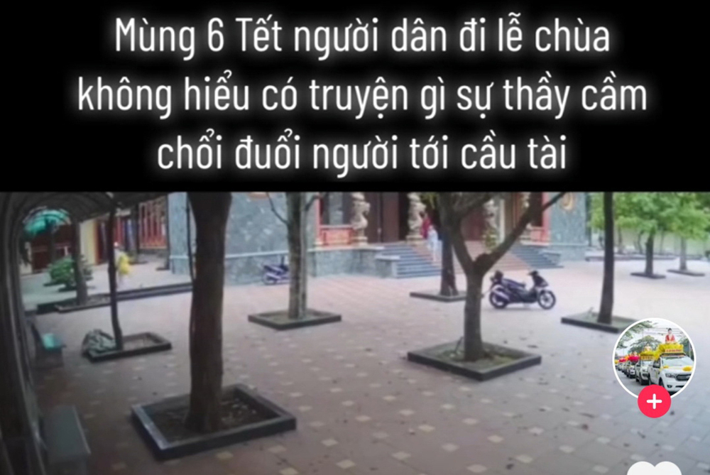 Ảnh chụp màn hình video trên tài khoản TikTok Kênh tin tức 24 giờ, chú thích sai sự thật về hành động của Đại đức Thích Chúc Minh. Ảnh: Người dân cung cấp.