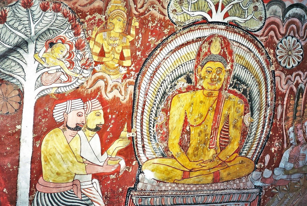 Các bức tranh tường được vẽ ở Dambullam có tổng diện tích 2.100 mét vuông. Chúng mang những nội dung giáo huấn, như sự cám dỗ của quỷ Mara và bài giảng đầu tiên của Đức Phật. Ảnh: Inika Art.