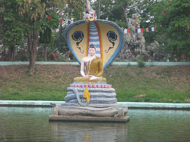 Tượng Đức Phật thiền định có rồng che mưa nắng (Bồ Đề Đạo Tràng, Ấn Độ)