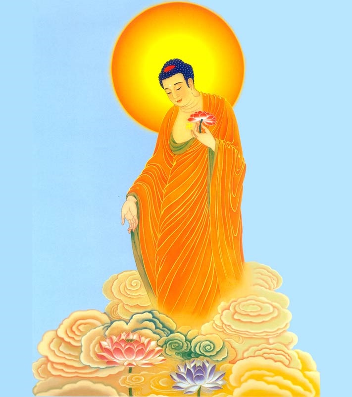 Hoa sen xanh rực bao quanh hình Phật A Di Đà thanh thoát, tạo nên một không gian yên bình, tĩnh lặng trong từng chi tiết. Hãy đắm chìm trong tầm nhìn và cảm nhận tình cảm cùng những ước nguyện của người truyền thừa đỉnh cao!