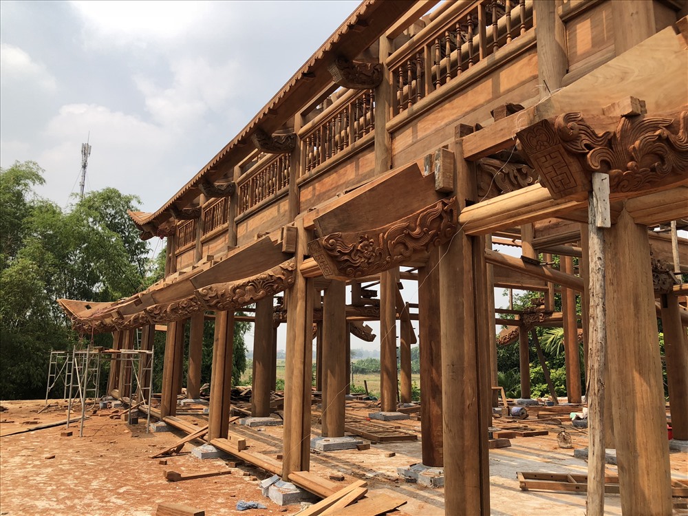 Tháng 10.2018, ngôi chùa mới dựng xong khung gỗ, chưa lợp mái.