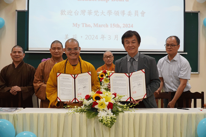 Lễ ký kết hợp tác giáo dục giữa trường Trung cấp Phật học Tiền Giang và Đại học Hoa Phạm