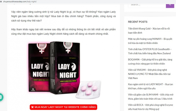 Sản phẩm LADY NIGHT quảng cáo trên website https://chuyensuckhoesacdep.com