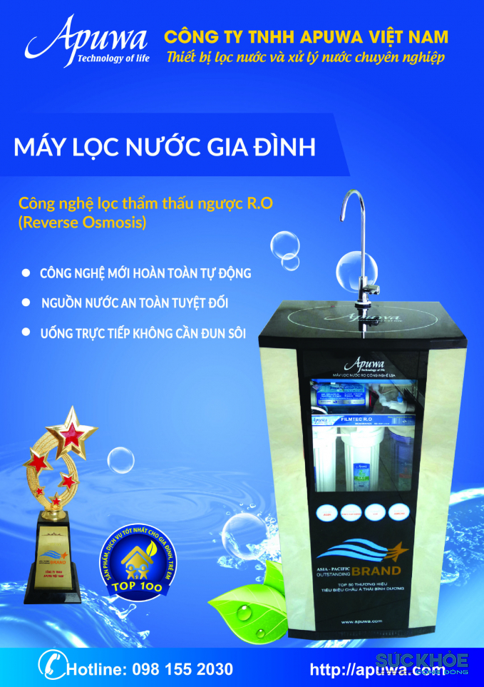 Sản phẩm Máy lọc nước RO gia đình nhãn hiệu Apuwa của Công ty TNHH Apuwa Việt Nam