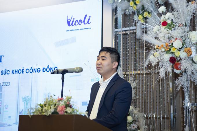Ông Nguyễn Tuấn Anh - Giám đốc Trung tâm Nghiên cứu Dinh dưỡng và Sức khoẻ Cộng đồng phát biểu nhận nhiệm vụ tại buổi lễ ra mắt trung tâm.