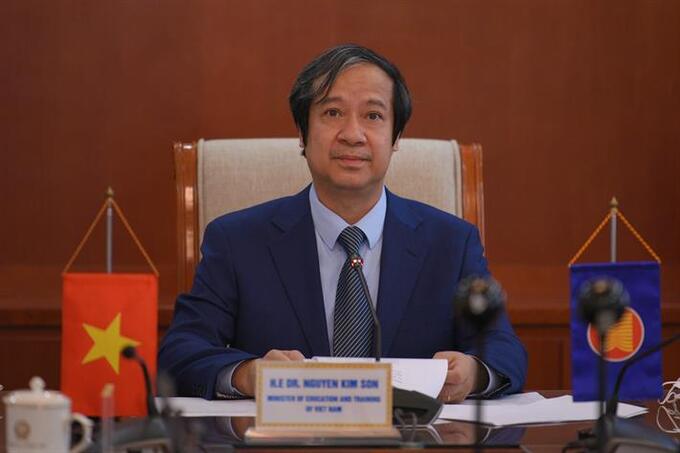 Bộ trưởng Nguyễn Kim Sơn phát biểu tại lễ tiếp nhận vai trò Chủ tịch kênh Giáo dục ASEAN nhiệm kỳ 2022-2023