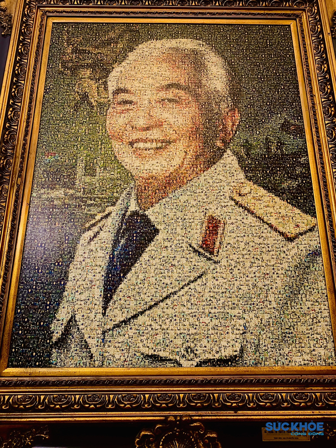 Bức tranh chân dung của Đại tướng Võ Nguyên Giáp được làm từ gần 10.000 bức tranh khác có hình Đại tướng