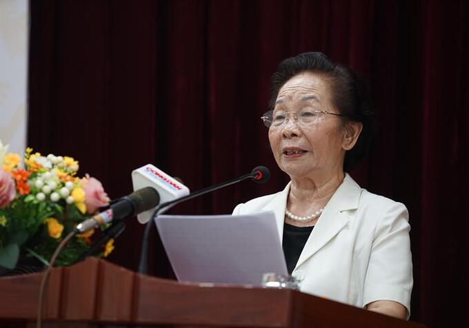 Nguyên Phó Chủ tịch nước, Chủ tịch Hội Khuyến học Việt Nam Nguyễn Thị Doan phát biểu khai mạc hội nghị