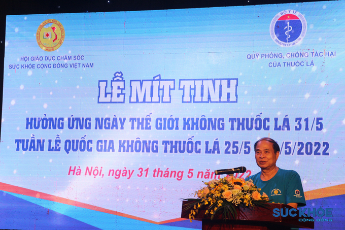 TS. Nguyễn Thiện Trưởng - Phó Chủ tịch thường trực Hội GDCSSKCĐ Việt Nam phát biểu khai mạc lễ mít tinh