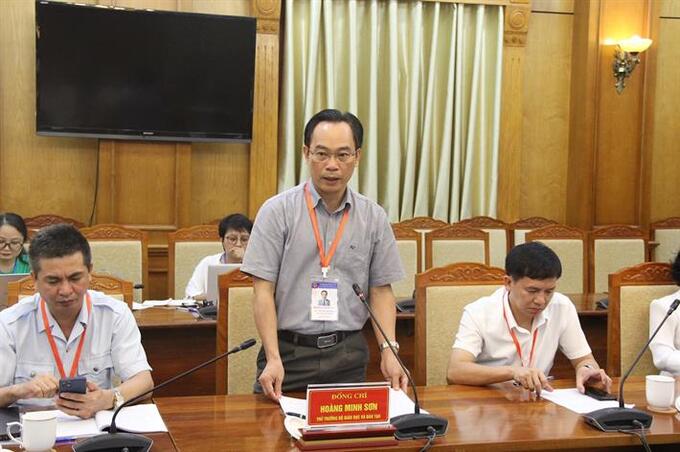 Thứ trưởng Hoàng Minh Sơn phát biểu tại buổi làm việc với Ban Chỉ đạo thi tốt nghiệp THPT tỉnh Bắc Giang