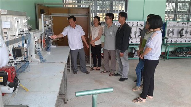 Giờ học nghề cơ khí tại Trung tâm Giáo dục nghề nghiệp-Giáo dục thường xuyên huyện Kbang. Ảnh: BGL