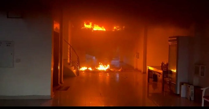Vụ cháy xảy ra tại tầng lửng nhà nghỉ Ngọc Hân (huyện An Dương). Ảnh: CA Hải Phòng