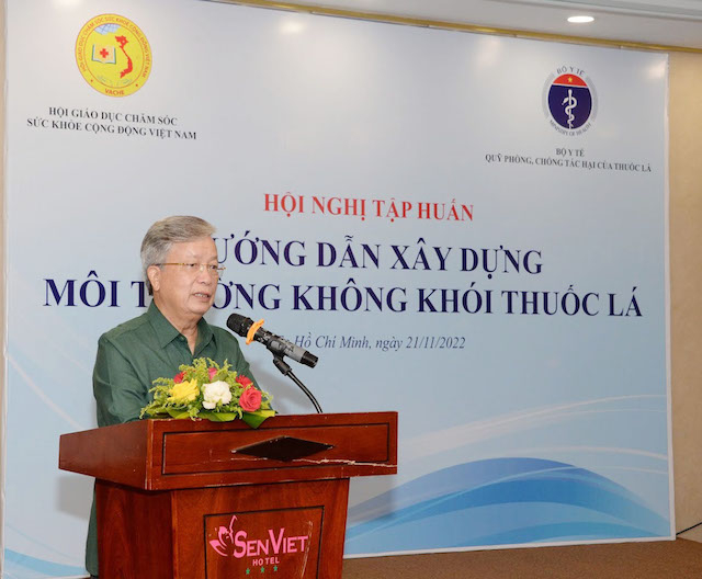 Ông Nguyễn Hồng Quân - Chủ tịch Trung ương Hội GDCSSKCĐ Việt Nam phát biểu tại hội nghị