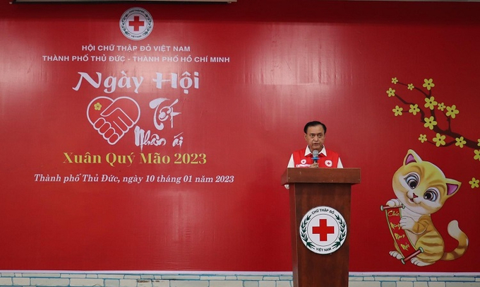 Ông Trần Trường Sơn - Chủ tịch Hội CTĐ TP. Hồ Chí Minh phát biểu tại ngày hội