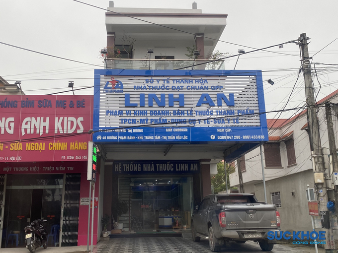 Quầy thuốc Linh An tại thị trấn Hậu Lộc ngang nhiên treo biển đạt chuẩn GPP mặc dù chưa được cơ quan có thẩm quyền cấp phép