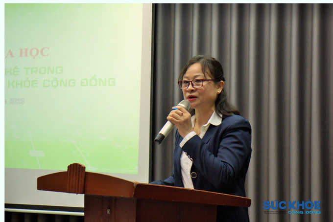 TTND.TS.BS.Lê Thị Hằng - Phó Chủ tịch Trung ương Hội GDCSSKCĐ Việt Nam phát biểu tại Hội thảo