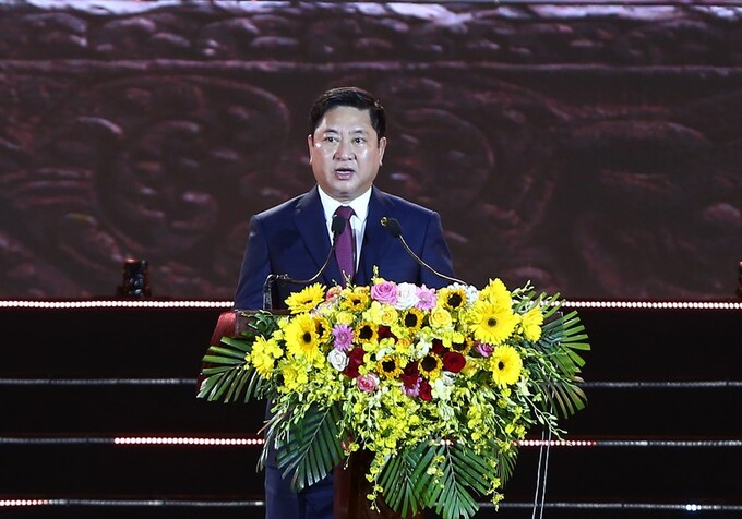 Ông Trần Quốc Nam, Chủ tịch UBND tỉnh Ninh Thuận phát biểu khai mạc lễ hội (ảnh Thiên Thanh)