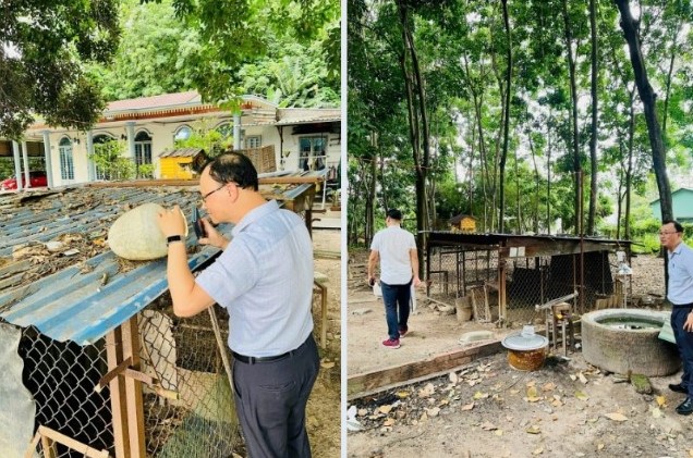 Đoàn Bộ Y tế và BS.CKII Huỳnh Minh Chín - Phó Giám đốc Sở Y tế đi kiểm tra tình trạng môi trường trong Khu dân cư