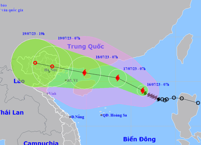 Vị trí và dự báo hướng di chuyển của bão số 1. Ảnh: Trung tâm dự báo khí tượng thủy văn quốc gia