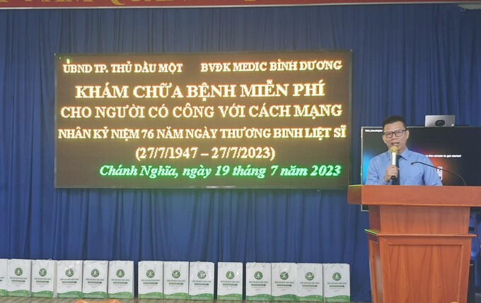 TS.BS Trần Quốc Thành, Giám Đốc Bệnh viện Đa khoa Medic Bình Dương phát biểu tại chương trình
