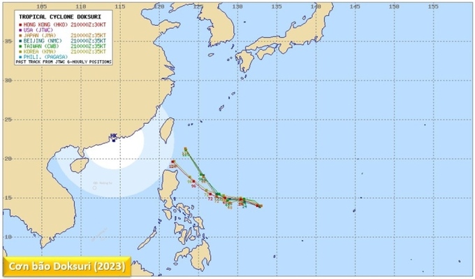 Áp thấp nhiệt đới ở khu vực Tây Bắc Thái Bình Dương đã mạnh lên thành bão. Ảnh: Page Trung tâm Dự báo khí tượng thuỷ văn quốc gia