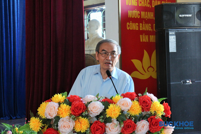 Đại tá Tạ Quang Vinh - Tổng Thư ký Trung ương Hội GDCSSKCĐ Việt Nam phát biểu tại buổi tri ân