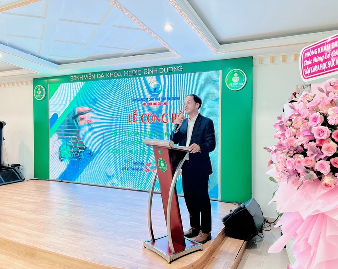 Ông PGS.TS Nguyễn Thanh Bình, Giám Đốc Hội Khoa học và Sức khỏe tỉnh Bình Dương phát biểu tại lễ ra mắt