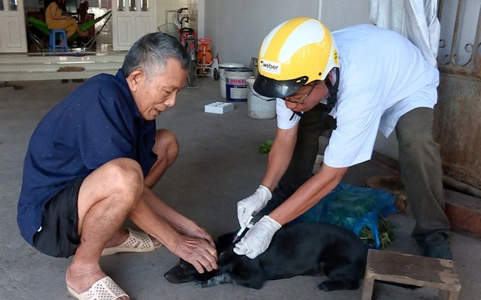 Thực hiện tiêm vắc xin phòng bệnh dại cho chó mèo (ảnh CDC Đồng Nai)