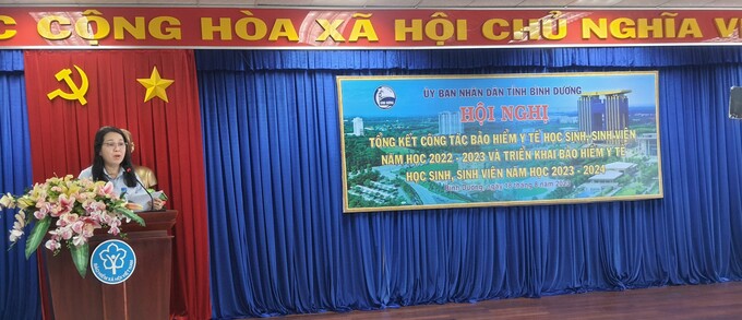 Bà Lê Minh Lý - Giám đốc BHXH tỉnh Bình Dương phát biểu khai mạc hội nghị