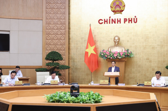 Thủ tướng Phạm Minh Chính chủ trì phiên họp Chính phủ thường kỳ tháng 8/2023. Ảnh: VGP